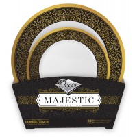Majestic - 32pz Lusso Nero/Oro Set Piatti 