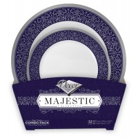 Majestic - 32pz Lusso Blu/Argento Set Piatti 