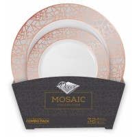 Mosaic - 32pz Lusso Rosa/Argento Set Piatti 