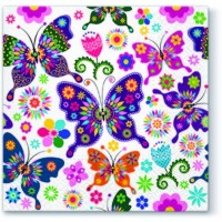 20 Tovaglioli Colorful Butterflies - 33x33cm 3 veli