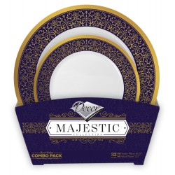 Majestic - 32pz Lusso Blu/Oro Set Piatti 