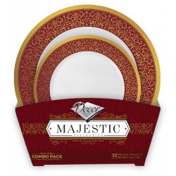 Majestic - 32pz Lusso Borgogna/Oro Set Piatti 
