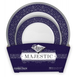 Majestic - 32pz Lusso Blu/Argento Set Piatti 