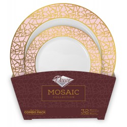 Mosaic - 32pz Lusso Rosa/Oro Set Piatti 