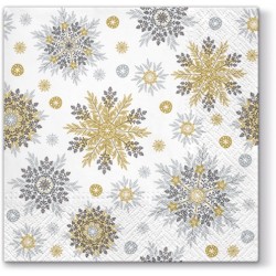 20 Tovaglioli Snowflakes Oro/Argento - 33x33cm 3 veli