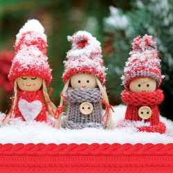 20 Tovaglioli Christmas Happy New Year Winter Dolls - 33x33cm 3 veli