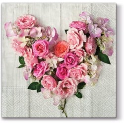 20 Tovaglioli Rose Heart Rosa - 33x33cm 3 veli