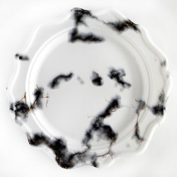 Festive - 12Party Bianco/Nero Marmo Piatti da Dessert 19cm